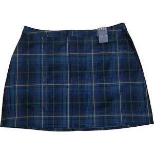🦎 36"W,  Primark Blue Plaid Mini Skirt / Tennis Skirt
